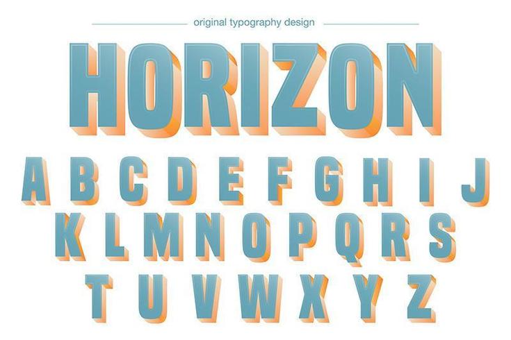 Light Blue Bold Shadow Alphabet Typography vector