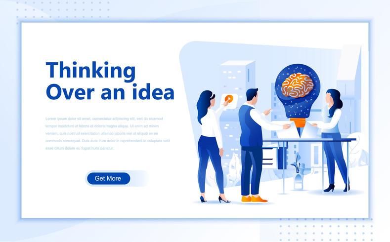 Thinking over an idea flat web page design vector