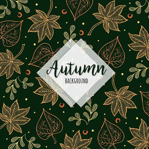 Beautiful Autumn Colorful Hand Drawn Leaves Background vector