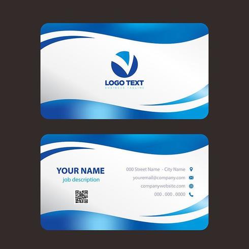 Blue Waves Modern Colorful Business Card vector