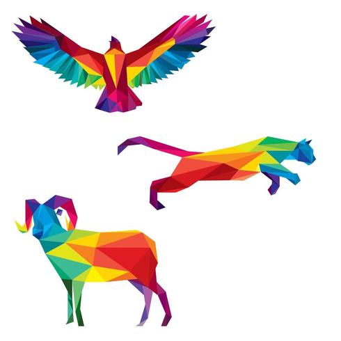 Colorful Low Poly Animals Illustration vector