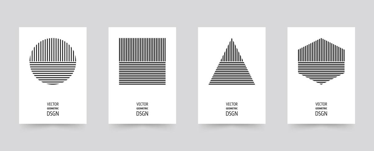 Black Geometrical Shapes Brochure set vector