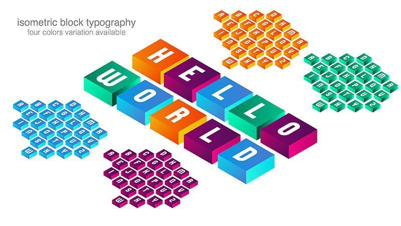 Colorful Isometric Cubes Typography vector