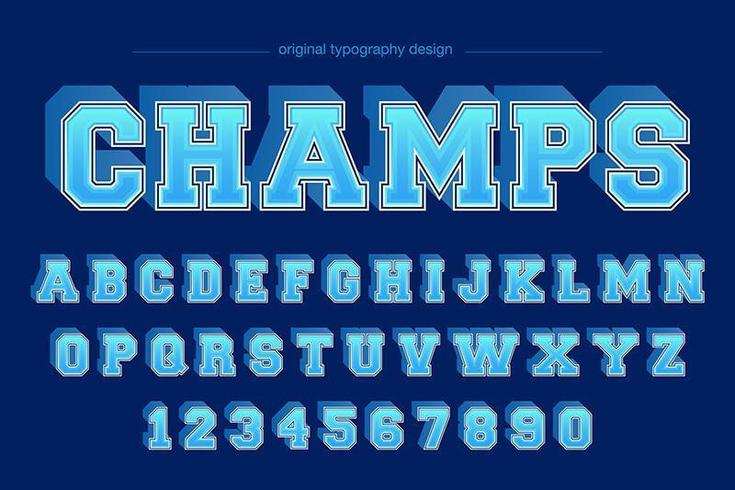 Blue Varsity College Team Typography vector