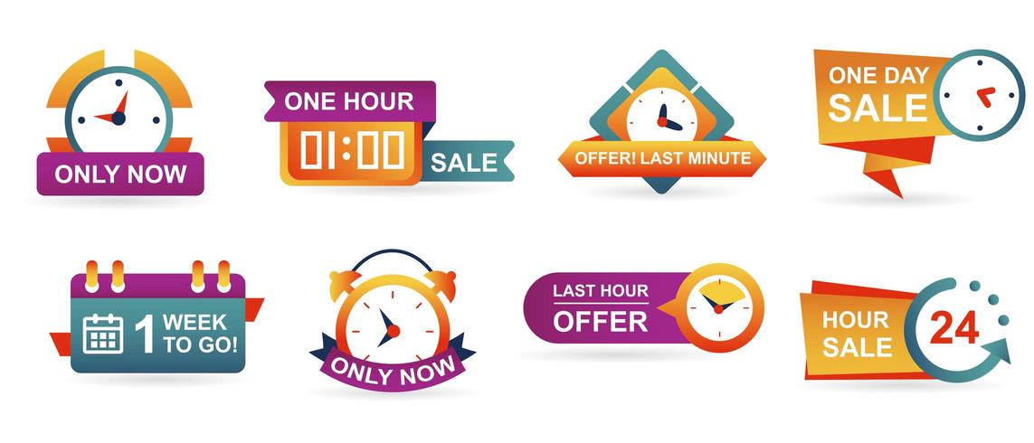 Set of sale countdown badges and stickers white background  vector