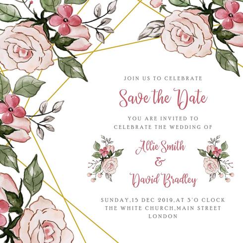 Save The Date Floral Wedding Invitation vector