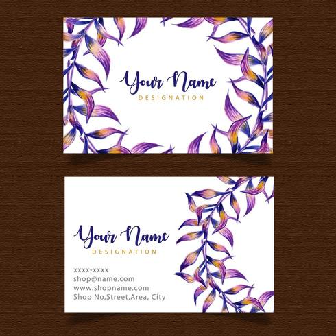 Watercolor Leaf Business Card vector