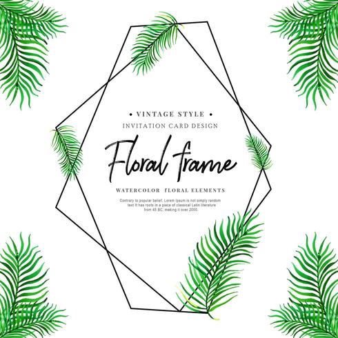 Watercolor Tropical Leaves Frame vector