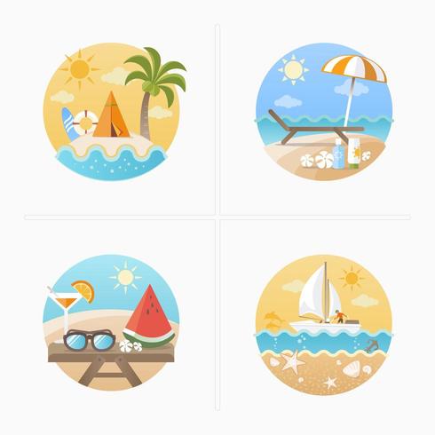 Summer holiday icons set vector