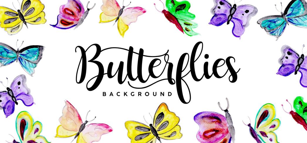 Beautiful Watercolor Butterflies Background vector