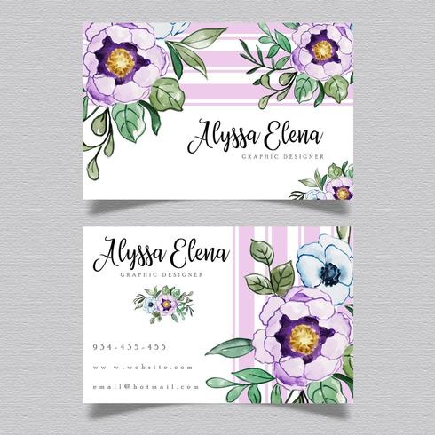 Purple Floral Visiting Card vector