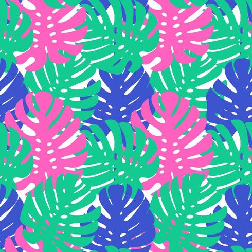 Seamless tropical pattern. Summer exotic plants ornament.  vector