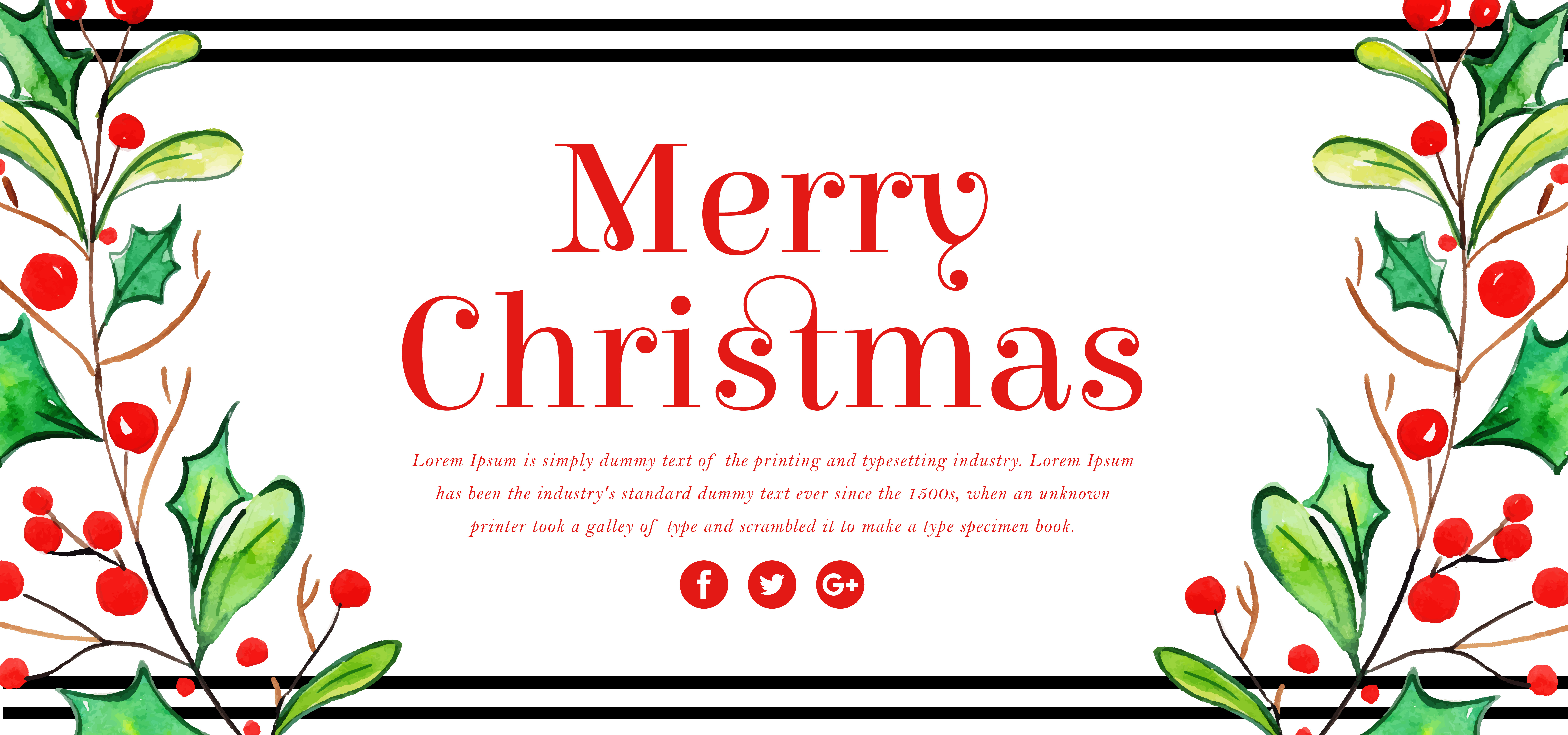 Banner de feliz Navidad floral acuarela - Descargar Vectores Gratis