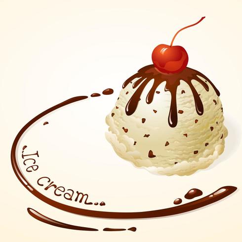 Vanilla Ice cream with chocolate sauce vector