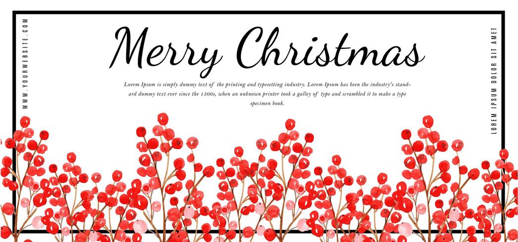 Watercolor Floral Merry Christmas Banner vector