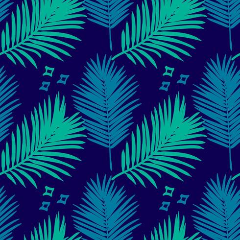 Seamless tropical pattern. Summer exotic plants ornament. vector