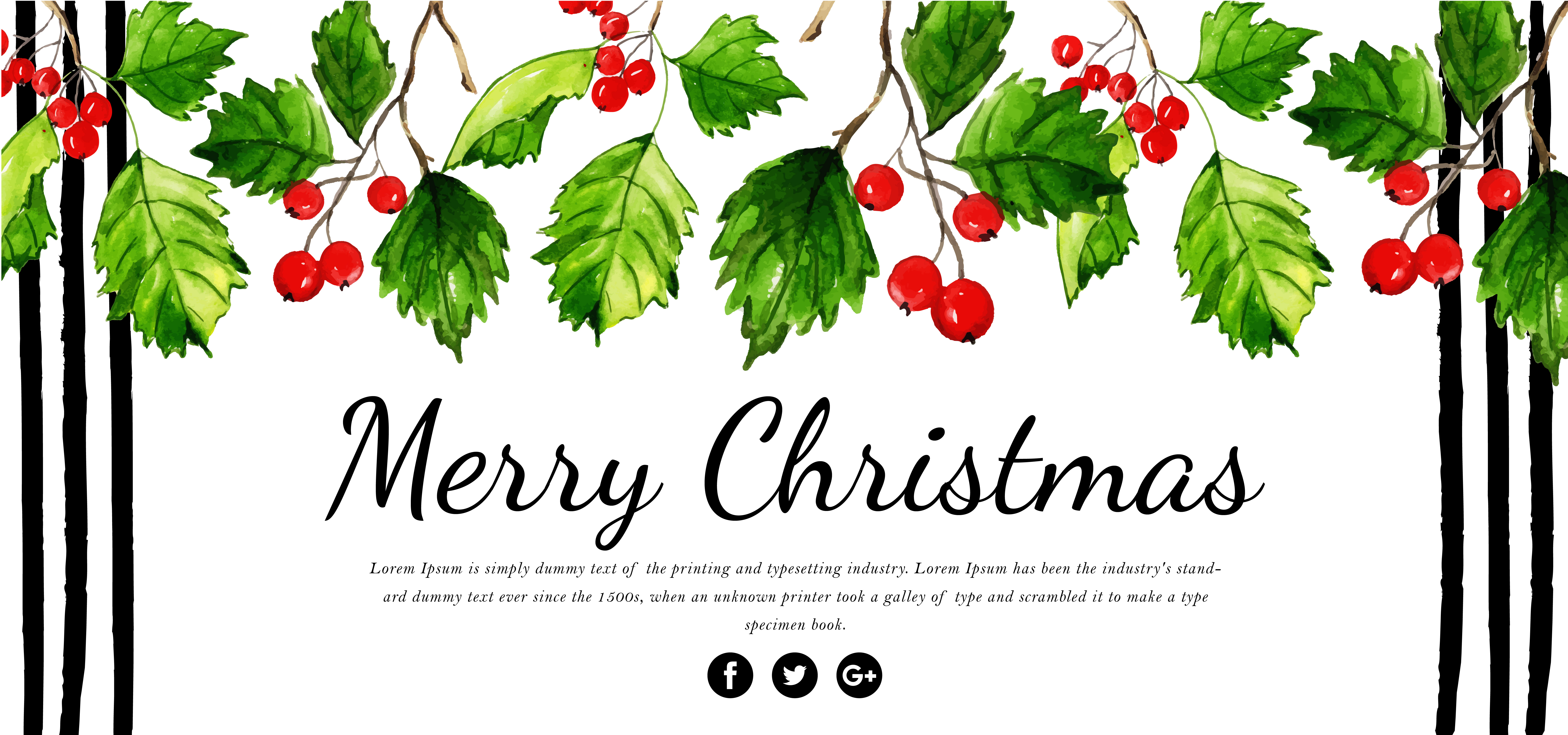 Watercolor Floral Merry Christmas Banner 677182 Vector Art at Vecteezy