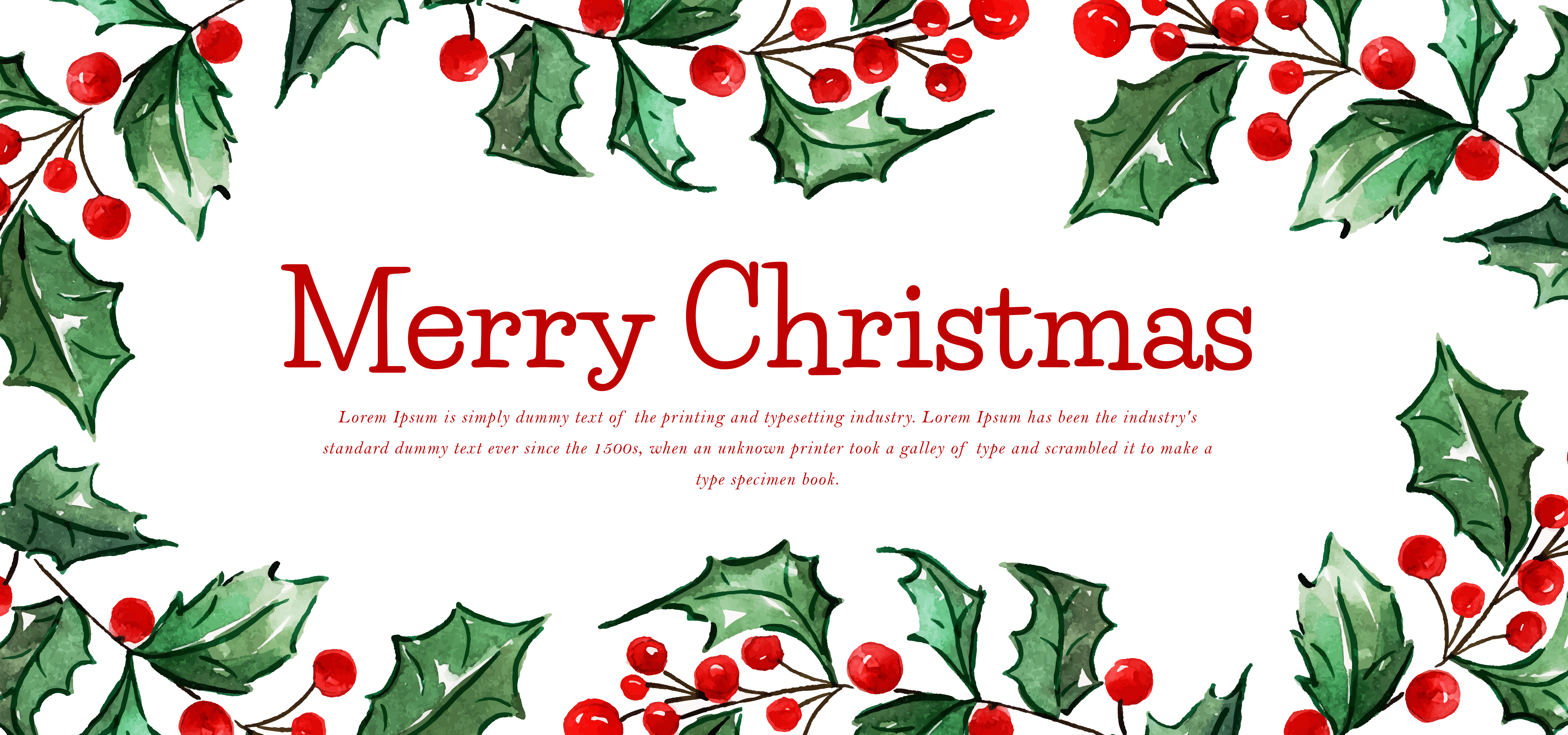 Watercolor Floral Merry Christmas Banner 677237 Vector Art at Vecteezy