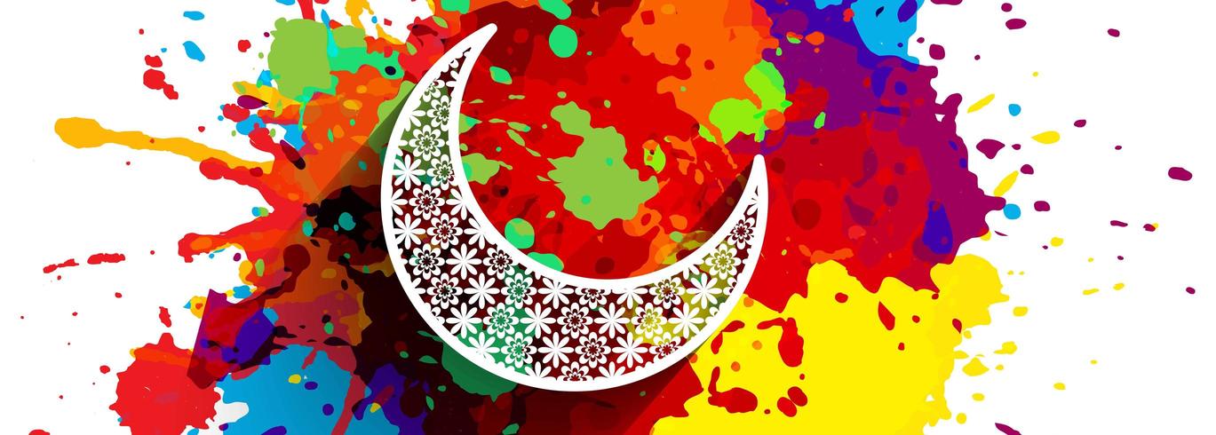 Banner de salpicaduras de colores de Ramadán Kareem vector