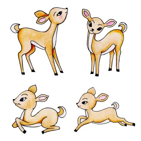 Watercolor Autumn Deer Collection vector