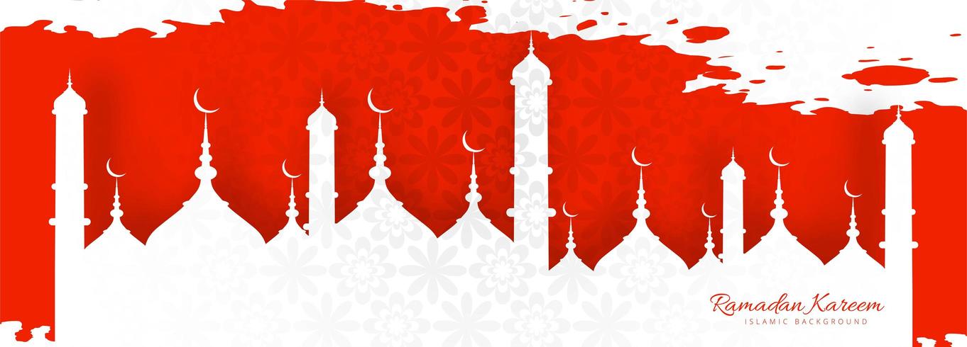 Beautiful Red Ramadan Kareem banner  vector