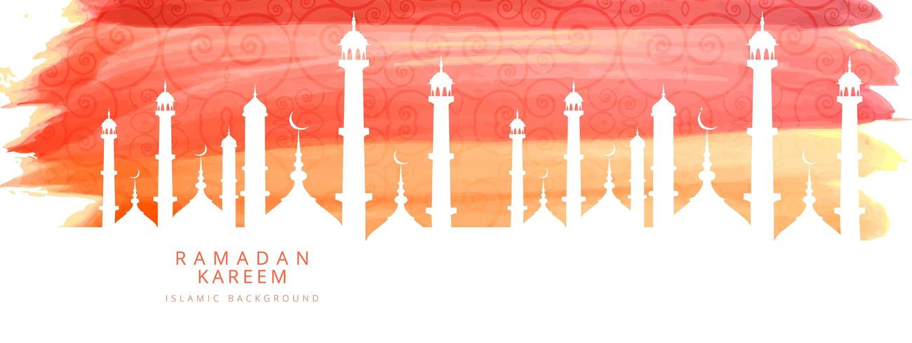 Ramadan Kareem elegante pancarta de acuarela vector