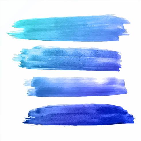 Trazos de acuarela colores abstractos conjunto azul vector