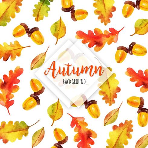 Watercolor Autumn Leaves Background vector