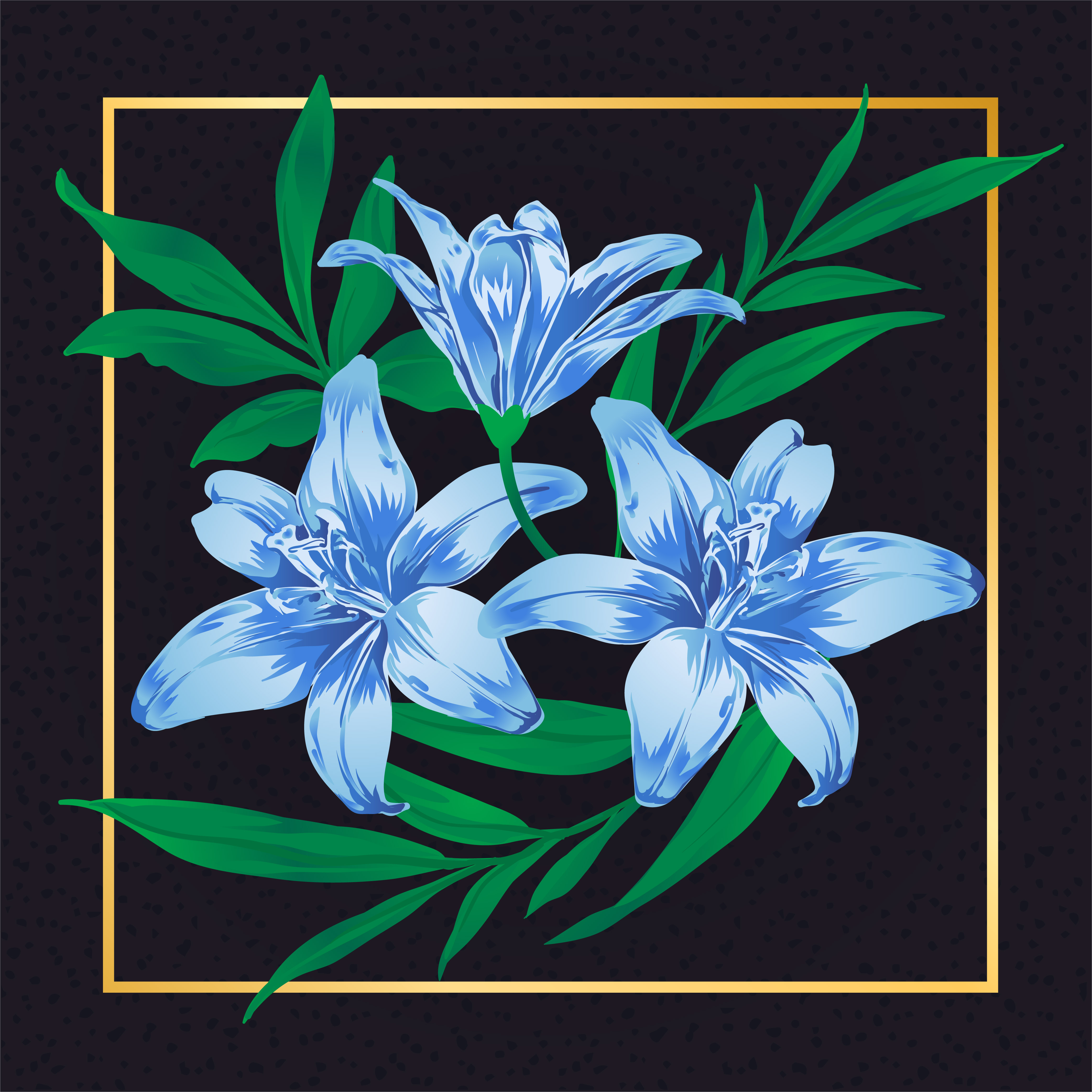 Blue Flower Vintage Vector Leaf Nature 677335 Vector Art at Vecteezy