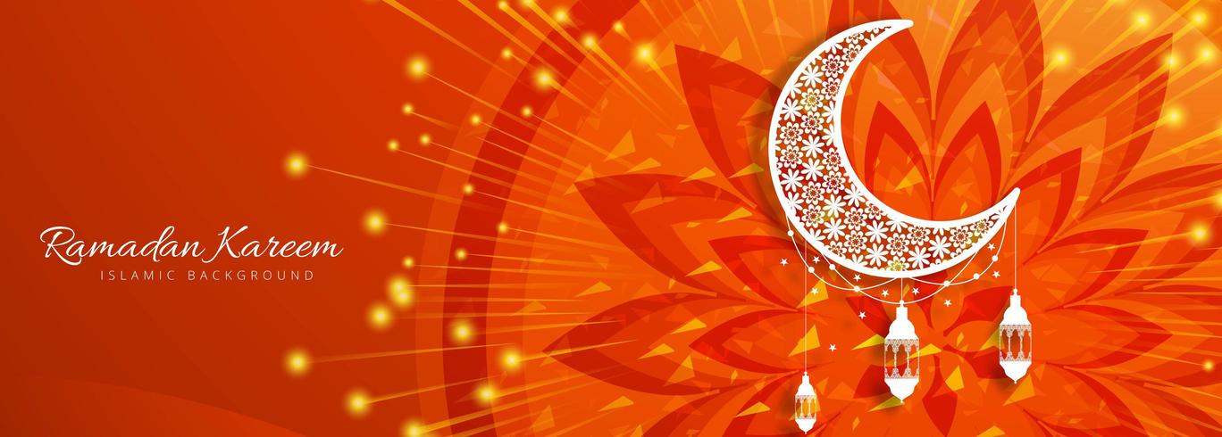 Ramadan kareem banner red orange  vector