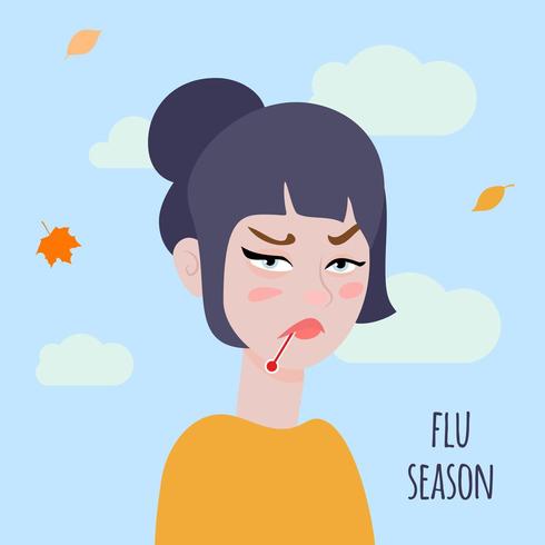 Ilustración plana de gripe y resfriado. vector