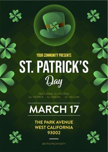 St Patrick Holiday Party Poster and Flyer Invitation  vector