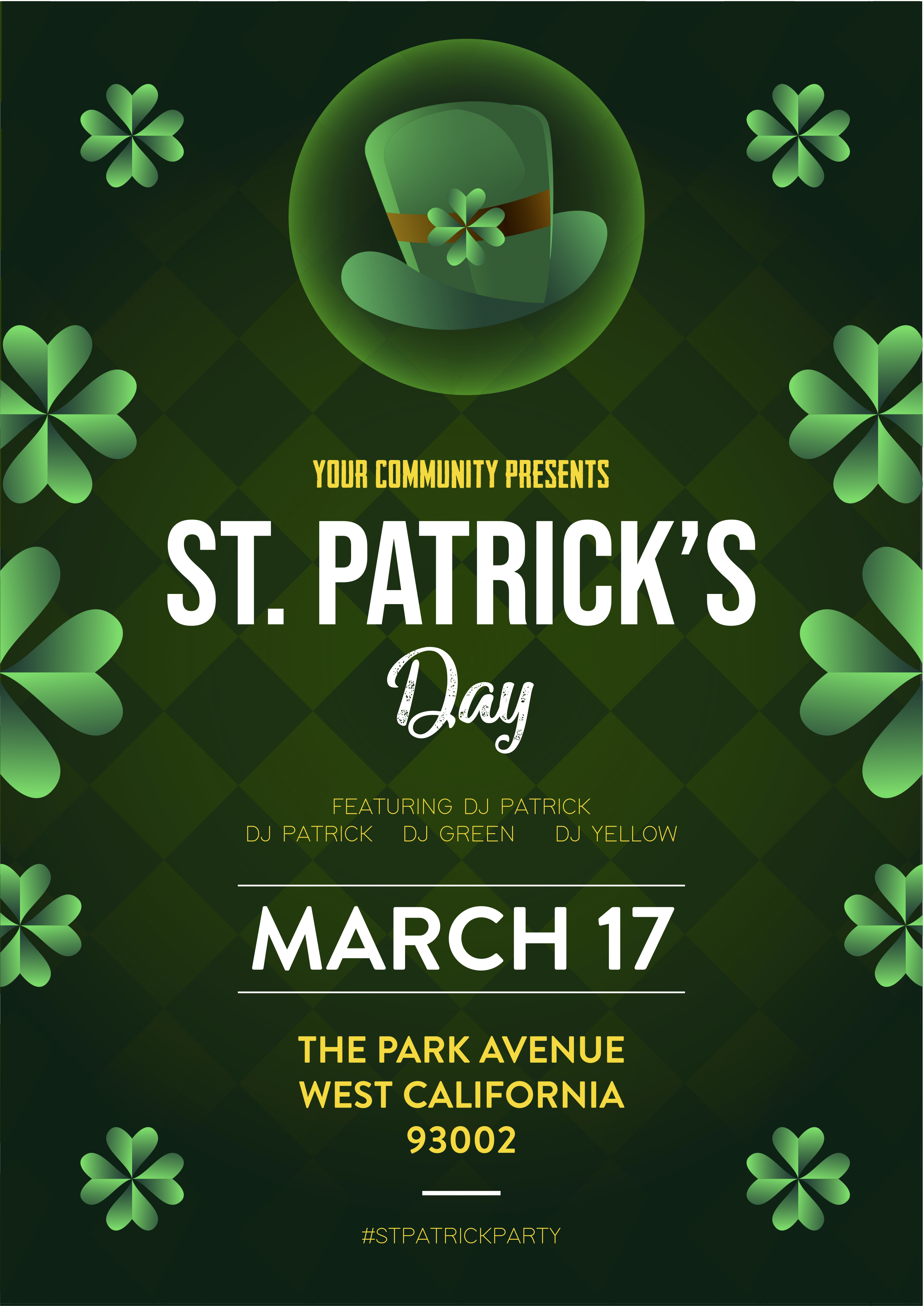 St Patrick Holiday Party Poster and Flyer Invitation 677404 Vector Art