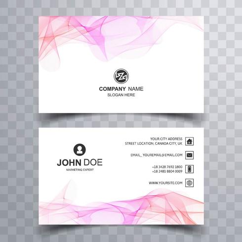 Abstract business card set with pink wave  vector