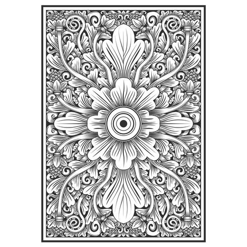 Floral carved wood effect pattern vector