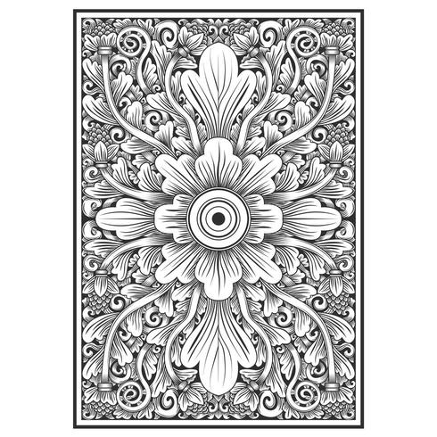 Floral carved wood effect pattern vector