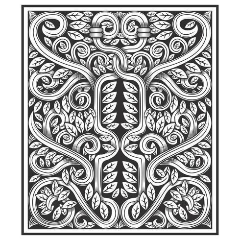 Twisted vines and leaves carved wood effect pattern vector