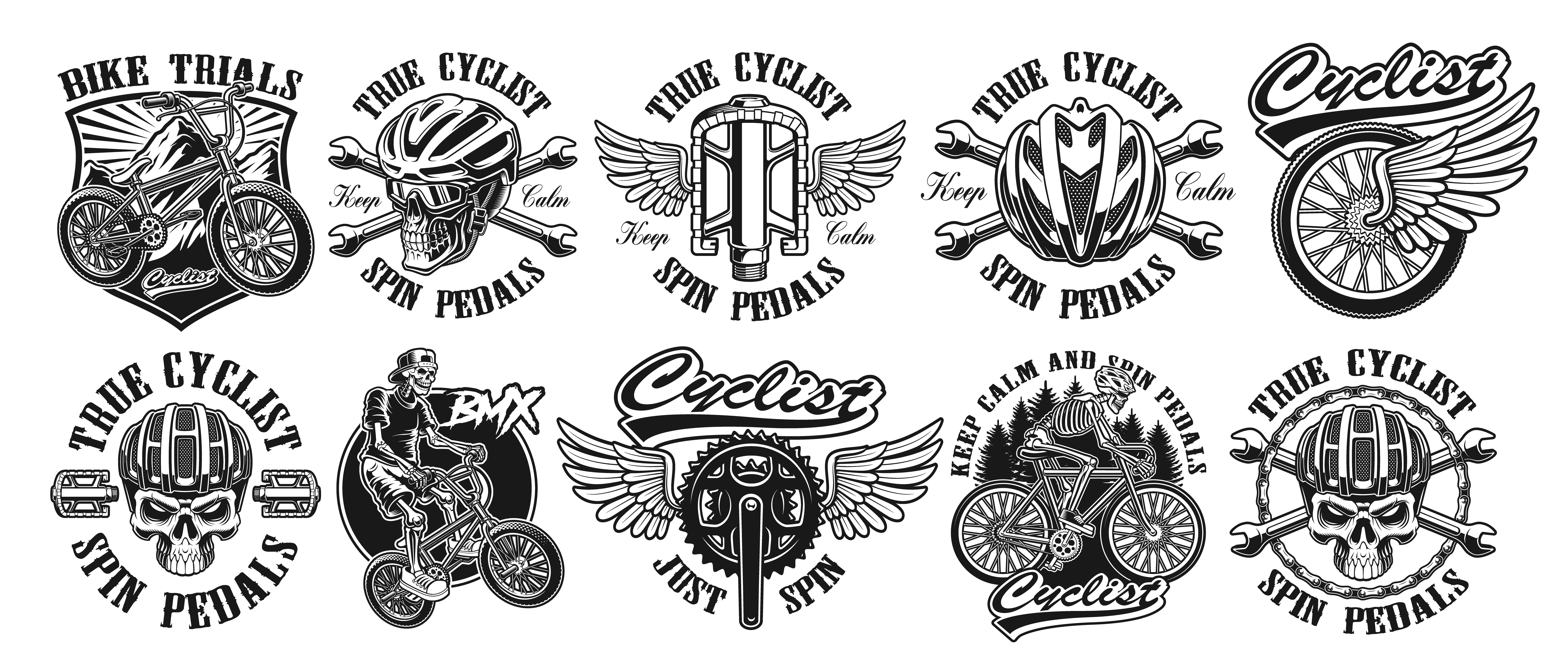 Set Of Black Vintage Cyclist Logos Download Free Vectors