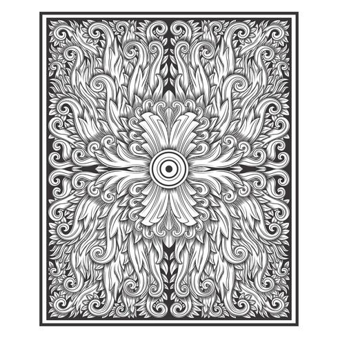 Vintage wood carved effect damask floral pattern  vector