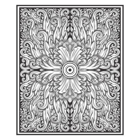 Vintage wood carved effect damask floral pattern  vector