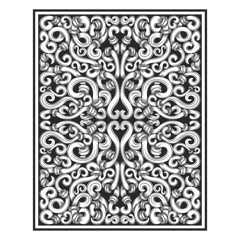 Vintage wood carved etched vine and plant pattern vector