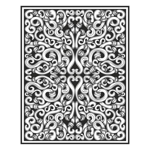 Vintage wood carved etched vine and plant pattern vector