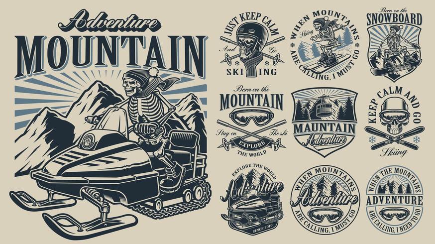 Adventure Logo Mountain Set vector