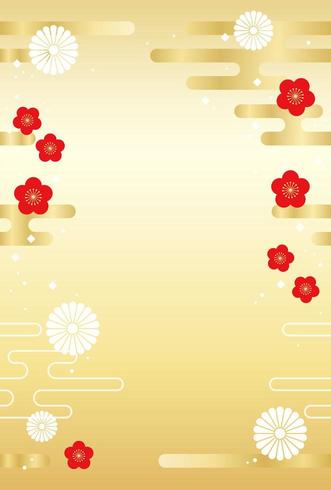 Japanese seamless New Years gold card template. vector