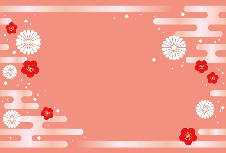 Japanese seamless New Years card pink template. vector