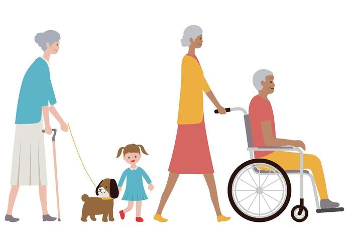 Set of old people on a white background. vector