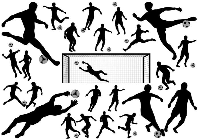 Soccer players silhouette set  vector