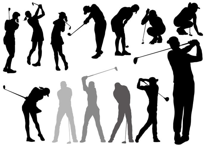 Siluetas de jugadores de golf vector