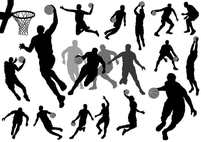 Basketball players silhouette set  vector