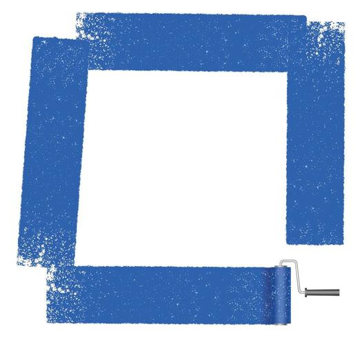 Square  frame painted with a paint roller. vector